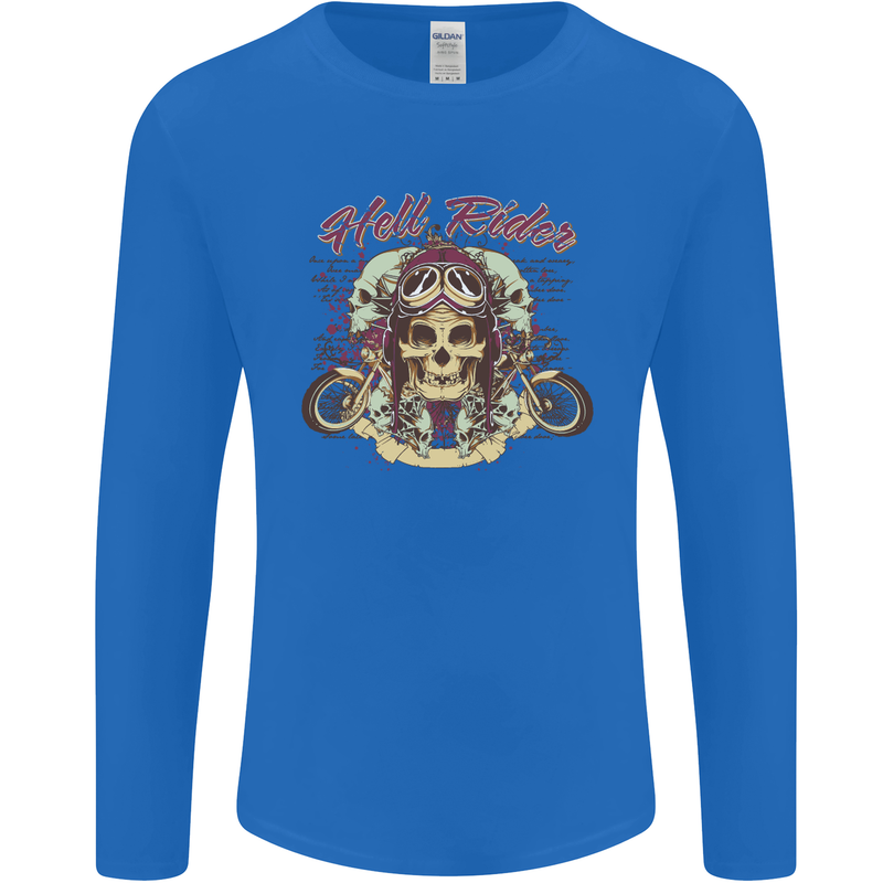 Hell Riders Motorcycle Motorbike Biker Mens Long Sleeve T-Shirt Royal Blue