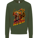Hell Yeah Grim Reaper Skull Heavy Metal Kids Sweatshirt Jumper Forest Green