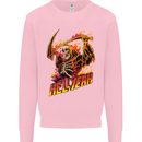 Hell Yeah Grim Reaper Skull Heavy Metal Kids Sweatshirt Jumper Light Pink