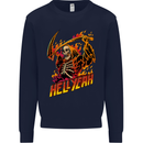 Hell Yeah Grim Reaper Skull Heavy Metal Kids Sweatshirt Jumper Navy Blue