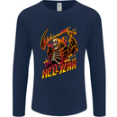 Hell Yeah Grim Reaper Skull Heavy Metal Mens Long Sleeve T-Shirt Navy Blue