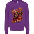 Hell Yeah Grim Reaper Skull Heavy Metal Mens Sweatshirt Jumper Purple