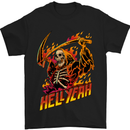 Hell Yeah Grim Reaper Skull Heavy Metal Mens T-Shirt Cotton Gildan Black