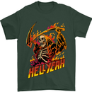 Hell Yeah Grim Reaper Skull Heavy Metal Mens T-Shirt Cotton Gildan Forest Green