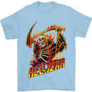 Hell Yeah Grim Reaper Skull Heavy Metal Mens T-Shirt Cotton Gildan Light Blue
