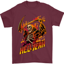 Hell Yeah Grim Reaper Skull Heavy Metal Mens T-Shirt Cotton Gildan Maroon