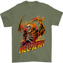 Hell Yeah Grim Reaper Skull Heavy Metal Mens T-Shirt Cotton Gildan Military Green
