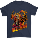 Hell Yeah Grim Reaper Skull Heavy Metal Mens T-Shirt Cotton Gildan Navy Blue
