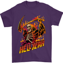 Hell Yeah Grim Reaper Skull Heavy Metal Mens T-Shirt Cotton Gildan Purple