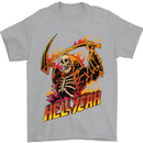 Hell Yeah Grim Reaper Skull Heavy Metal Mens T-Shirt Cotton Gildan Sports Grey