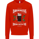 Hello Darkness My Old Friend Funny Guiness Mens Sweatshirt Jumper Bright Red