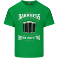 Hello Darkness My Old Friend Funny Guinness Mens Cotton T-Shirt Tee Top Irish Green