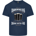 Hello Darkness My Old Friend Funny Guinness Mens Cotton T-Shirt Tee Top Navy Blue