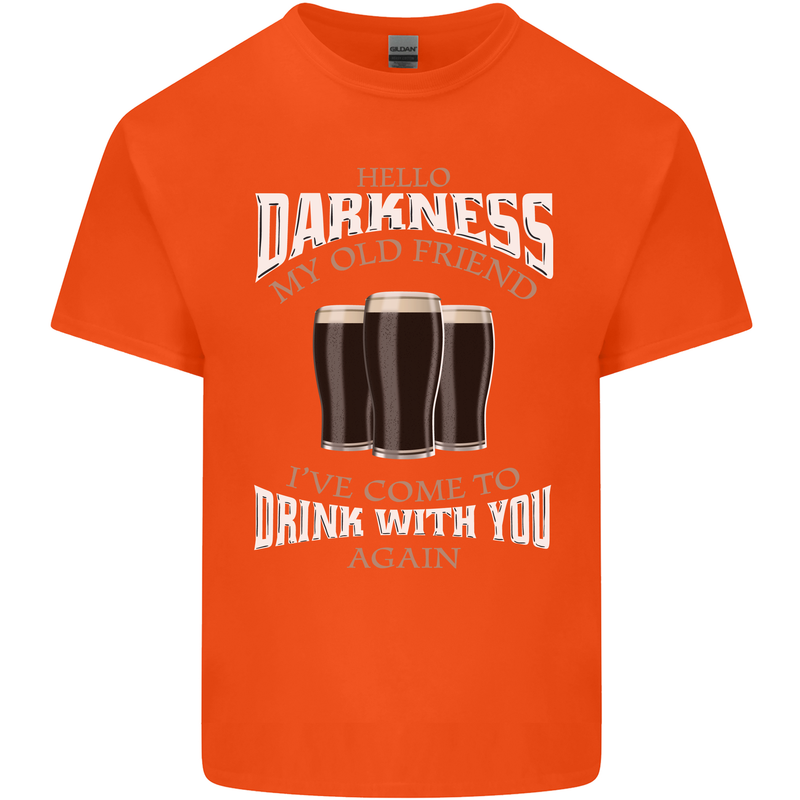 Hello Darkness My Old Friend Funny Guinness Mens Cotton T-Shirt Tee Top Orange