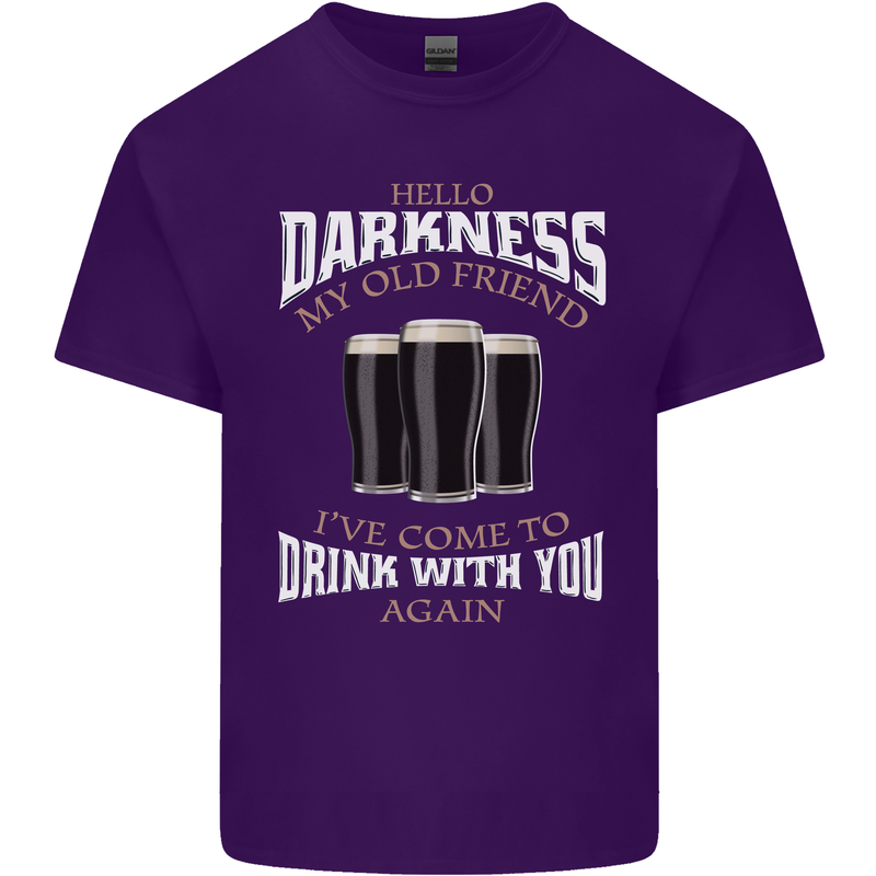 Hello Darkness My Old Friend Funny Guinness Mens Cotton T-Shirt Tee Top Purple
