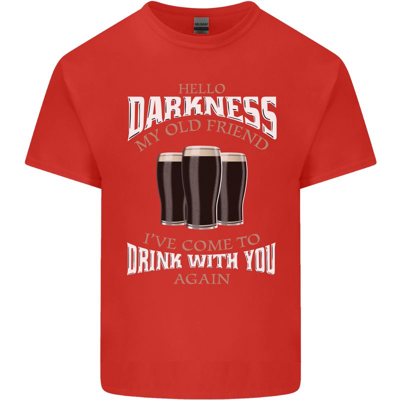 Hello Darkness My Old Friend Funny Guinness Mens Cotton T-Shirt Tee Top Red