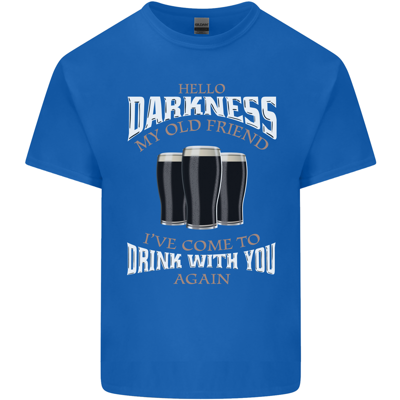 Hello Darkness My Old Friend Funny Guinness Mens Cotton T-Shirt Tee Top Royal Blue