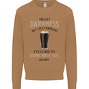 Hellow Darkness My Old Friend Funny Alcohol Mens Sweatshirt Jumper Caramel Latte