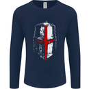 Helmet Gym England Flag St Georges Day Mens Long Sleeve T-Shirt Navy Blue
