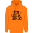 Here Fishy Fishy Funny Fishing Fisherman Childrens Kids Hoodie Orange