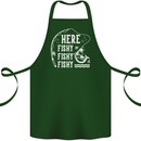 Here Fishy Fishy Funny Fishing Fisherman Cotton Apron 100% Organic Forest Green