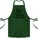 Here Fishy Fishy Funny Fishing Fisherman Cotton Apron 100% Organic Forest Green