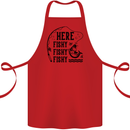 Here Fishy Fishy Funny Fishing Fisherman Cotton Apron 100% Organic Red