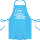 Here Fishy Fishy Funny Fishing Fisherman Cotton Apron 100% Organic Turquoise
