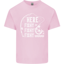 Here Fishy Fishy Funny Fishing Fisherman Kids T-Shirt Childrens Light Pink