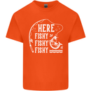 Here Fishy Fishy Funny Fishing Fisherman Kids T-Shirt Childrens Orange