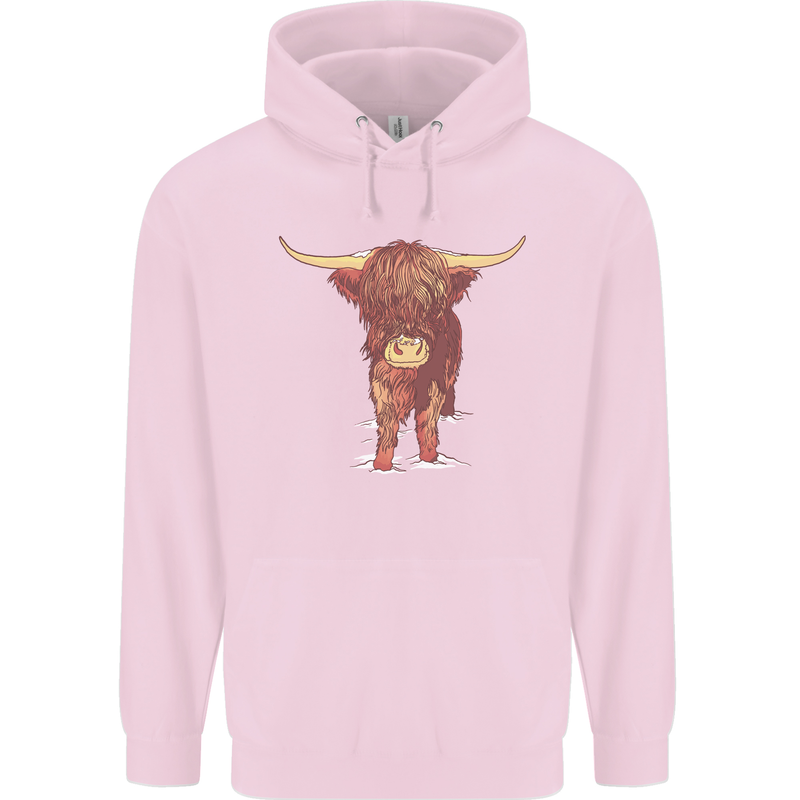 Highland Cattle Cow Scotland Scottish Childrens Kids Hoodie Light Pink
