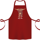 Highland Cattle Cow Scotland Scottish Cotton Apron 100% Organic Maroon