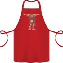Highland Cattle Cow Scotland Scottish Cotton Apron 100% Organic Red