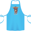 Highland Cattle Cow Scotland Scottish Cotton Apron 100% Organic Turquoise