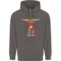 Highland Cattle Cow Scotland Scottish Mens 80% Cotton Hoodie Charcoal