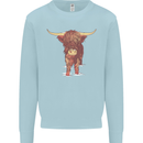 Highland Cattle Cow Scotland Scottish Mens Sweatshirt Jumper Light Blue