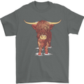 Highland Cattle Cow Scotland Scottish Mens T-Shirt Cotton Gildan Charcoal