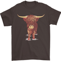 Highland Cattle Cow Scotland Scottish Mens T-Shirt Cotton Gildan Dark Chocolate