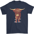 Highland Cattle Cow Scotland Scottish Mens T-Shirt Cotton Gildan Navy Blue