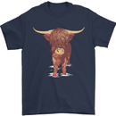 Highland Cattle Cow Scotland Scottish Mens T-Shirt Cotton Gildan Navy Blue