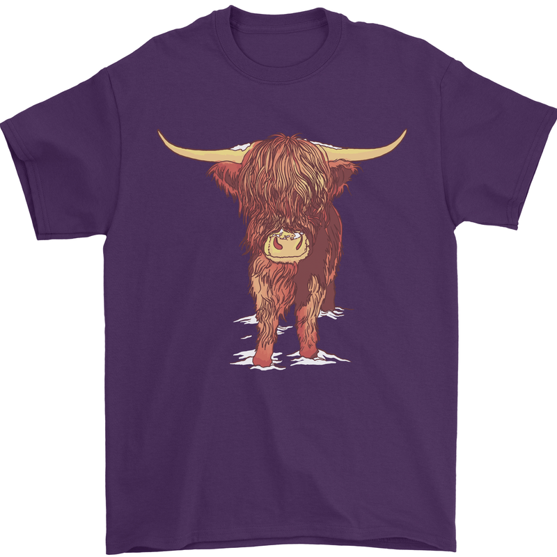 Highland Cattle Cow Scotland Scottish Mens T-Shirt Cotton Gildan Purple