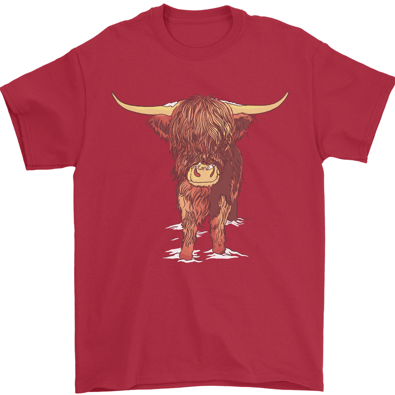 Highland Cattle Cow Scotland Scottish Mens T-Shirt Cotton Gildan Red