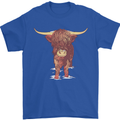 Highland Cattle Cow Scotland Scottish Mens T-Shirt Cotton Gildan Royal Blue