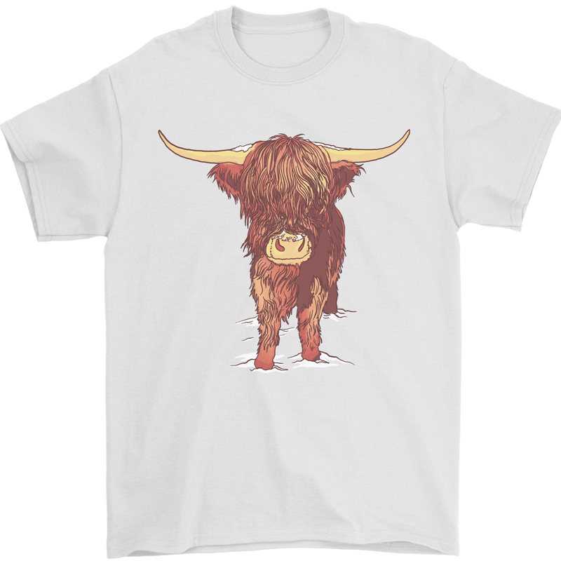 Highland Cattle Cow Scotland Scottish Mens T-Shirt Cotton Gildan White