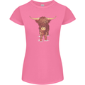 Highland Cattle Cow Scotland Scottish Womens Petite Cut T-Shirt Azalea