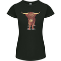 Highland Cattle Cow Scotland Scottish Womens Petite Cut T-Shirt Black