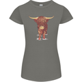 Highland Cattle Cow Scotland Scottish Womens Petite Cut T-Shirt Charcoal