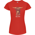 Highland Cattle Cow Scotland Scottish Womens Petite Cut T-Shirt Red