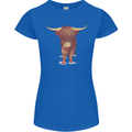 Highland Cattle Cow Scotland Scottish Womens Petite Cut T-Shirt Royal Blue