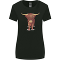 Highland Cattle Cow Scotland Scottish Womens Wider Cut T-Shirt Black
